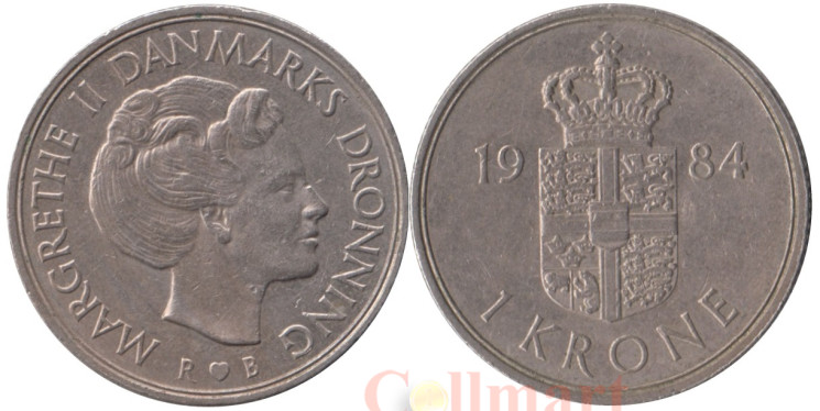  Дания. 1 крона 1984 год. Королева Маргрете II. 