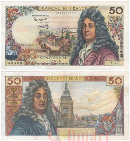  Бона. Франция 50 франков 1964 год. Жан Расин. (VF+) 