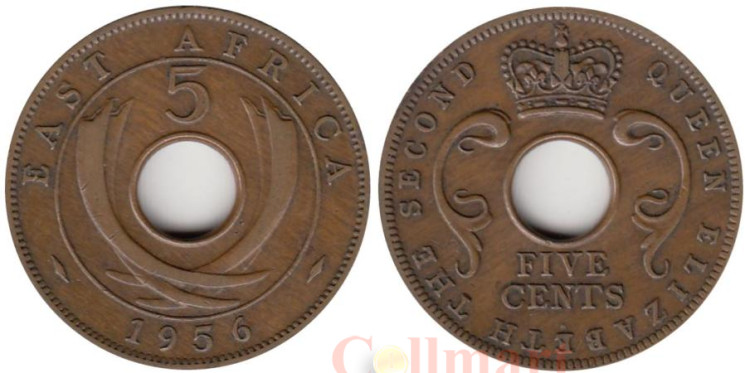  Британская Восточная Африка. 5 центов 1956 год. 