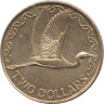  Новая Зеландия. 2 доллара 2001 год. Белая цапля. 