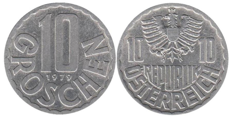  Австрия. 10 грошей 1979 год. 