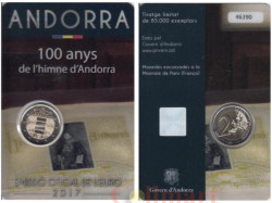 Андорра. 2 евро 2017 год. 100 лет Гимну Андорры.
