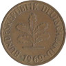 ФРГ. 5 пфеннигов 1969 год. (G) 