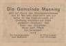  Бона. Австрия. Маннинг 50 геллеров 1920 год. Нотгельд. (XF) 