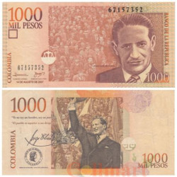 Бона. Колумбия 1000 песо 2007 год. Хорхе Элиесер Гайтан. (VF)