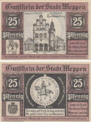 Бона. Германия. Меппен 25 пфеннигов 1921 год. Нотгельд. (XF)
