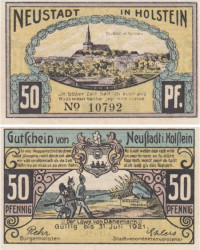 Бона. Германия. Нойштадт-ин-Хольштайн 50 пфеннигов 1921 год (вариант 2). Нотгельд. (XF)
