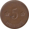  Финляндия. 5 пенни 1921 год. 