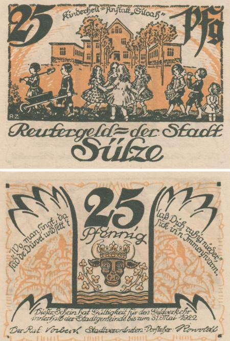 Бона. Германия. Бад-Зюльце 25 пфеннигов 1922 год. Нотгельд. (XF) 