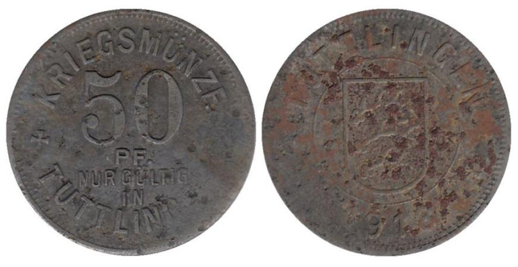  Германия. Туттлинген. 50 пфеннигов 1918 год. Нотгельд. 
