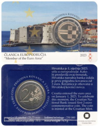 Хорватия. 2 евро 2023 год. Введение евро в Хорватии. (в открытке)
