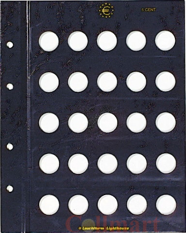  Лист MBL EU 5 CT, в альбом VISTA, для монет 5 евроцентов, на 25 ячеек. Производство "Leuchtturm" (331136). 