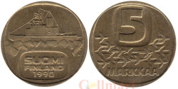 Финляндия. 5 марок 1990 год. Ледокол Урхо.