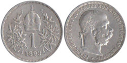 Австрия. 1 крона 1893 год.