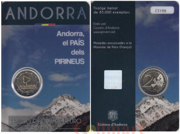  Андорра. 2 евро 2017 год. Андорра - страна Пиренеев. 