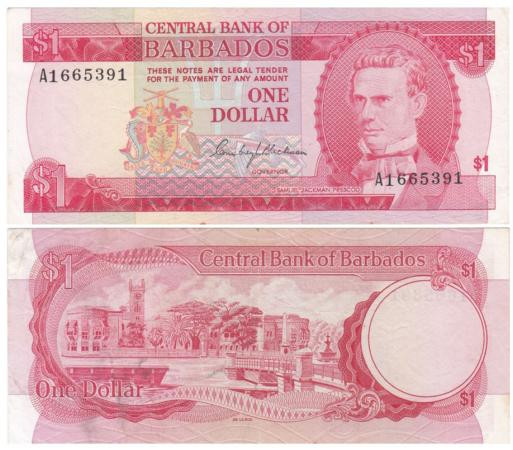  Бона. Барбадос 1 доллар 1973 год. Самуэль Джексон Прескод. (VF) 