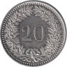  Швейцария. 20 раппенов 2007 год. 