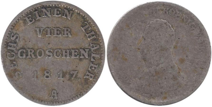 Пруссия. 4 гроша 1817 год. Фридрих Вильгельм III. (A) 