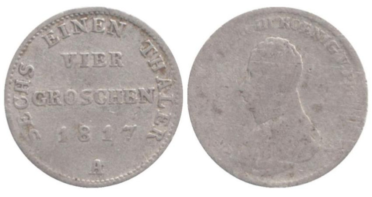  Пруссия. 4 гроша 1817 год. Фридрих Вильгельм III. (A) 