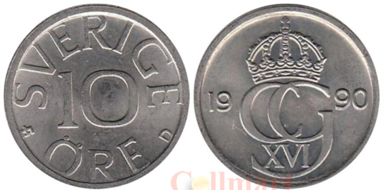  Швеция. 10 эре 1990 год. 