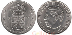 Швеция. 2 кроны 1971 год. Король Густав VI Адольф.