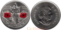 Канада. 25 центов 2010 год. 65 лет победе во Второй Мировой войне. (цветное покрытие).