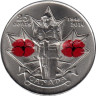  Канада. 25 центов 2010 год. 65 лет победе во Второй Мировой войне. (цветное покрытие). 