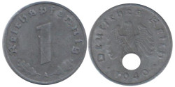 Германия - Третий рейх. 1 рейхспфенниг 1940 год. Цинк. (A)
