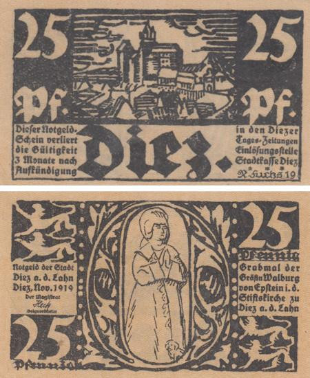  Бона. Германия. Диц 25 пфеннигов 1919 год. Нотгельд. (XF) 