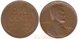 США. 1 цент 1956 год. Авраам Линкольн (пшеничный цент). (D)