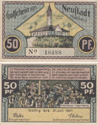 Бона. Германия. Нойштадт-ин-Хольштайн 50 пфеннигов 1921 год (вариант 3). Нотгельд. (XF)