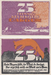 Бона. Германия. Даргун 25 пфеннигов 1921 год. Нотгельд. (XF)