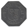  Германия. Майнц. 10 пфеннигов 1917 год. Нотгельд, 8-угольник. 