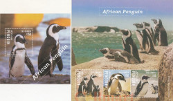 Почтовый блок + малый лист. Гамбия. Африканский пингвин (2014).