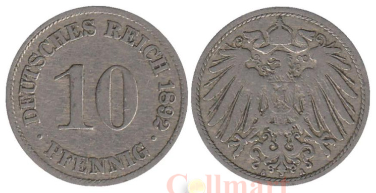  Германская империя. 10 пфеннигов 1892 год. (A) 