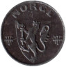  Норвегия. 1 эре 1943 год. Геральдический щит. 