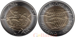 Финляндия. 5 евро 2007 год. 90 лет независимости Финляндии.