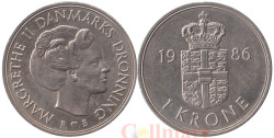 Дания. 1 крона 1986 год. Королева Маргрете II.