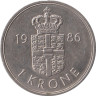  Дания. 1 крона 1986 год. Королева Маргрете II. 