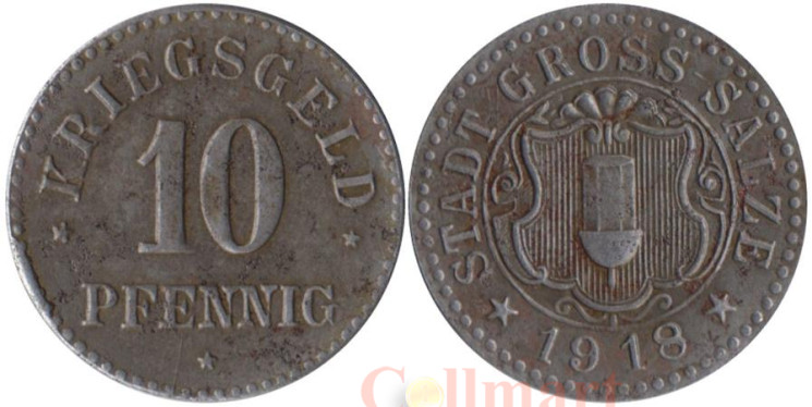  Германия. Гросс Зальц 10 пфеннигов 1918 год. Нотгельд. 