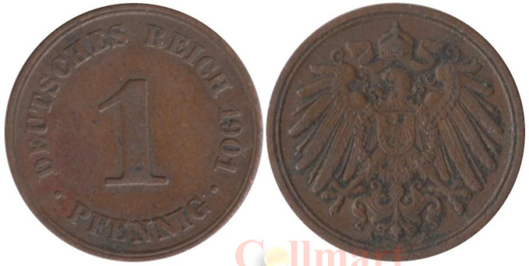  Германская империя. 1 пфенниг 1901 год. (A) 
