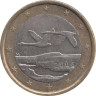  Финляндия. 1 евро 2005 год. Два лебедя. 