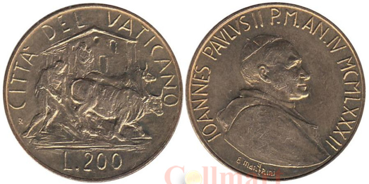  Ватикан. 200 лир 1982 год. Сельский труд. 