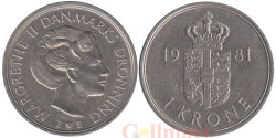 Дания. 1 крона 1981 год. Королева Маргрете II.