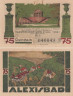  Бона. Германия. Харцгероде 75 пфеннигов 1921 год. Алексисбад. Нотгельд красно-зеленый. (XF) 
