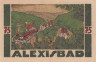  Бона. Германия. Харцгероде 75 пфеннигов 1921 год. Алексисбад. Нотгельд красно-зеленый. (XF) 
