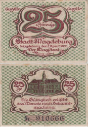 Бона. Германия. Магдебург 25 пфеннигов 1920 год. Нотгельд. (F+)