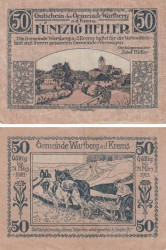 Бона. Австрия. Вартберг-ан-дер-Кремс 50 геллеров 1921 год. Нотгельд. (F)