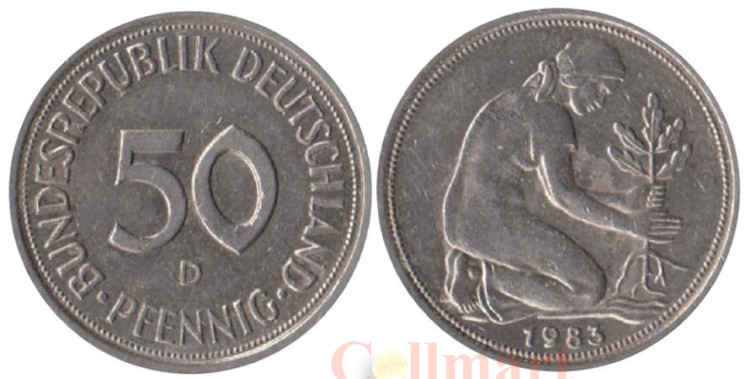  ФРГ. 50 пфеннигов 1983 год. (D) 