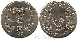 Кипр. 5 центов 2004 год. Бык.